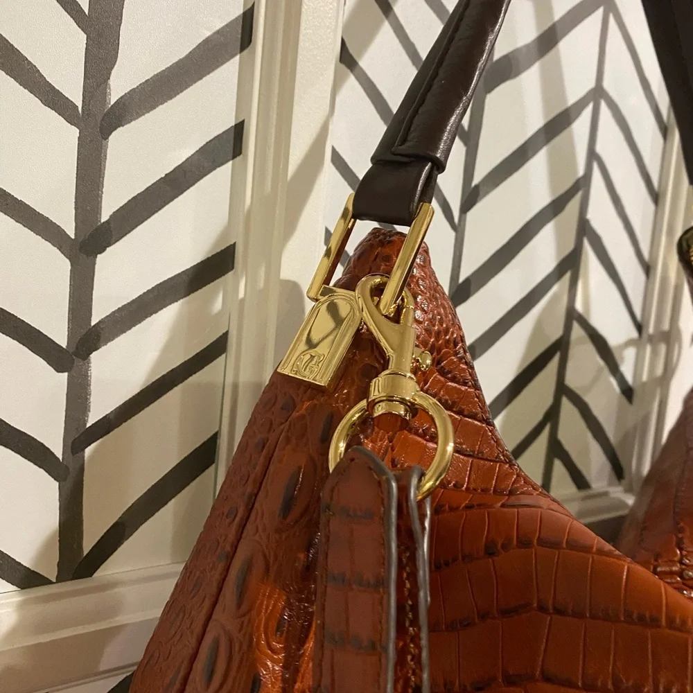 G.I.L.I. Milano Double Zip Exotic Genuine Leather Hobo with two Straps